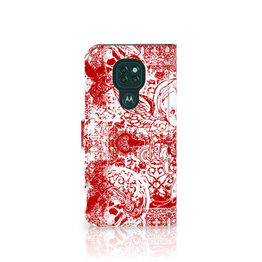 Telefoonhoesje met Naam Motorola Moto G9 Play | E7 Plus Angel Skull Rood