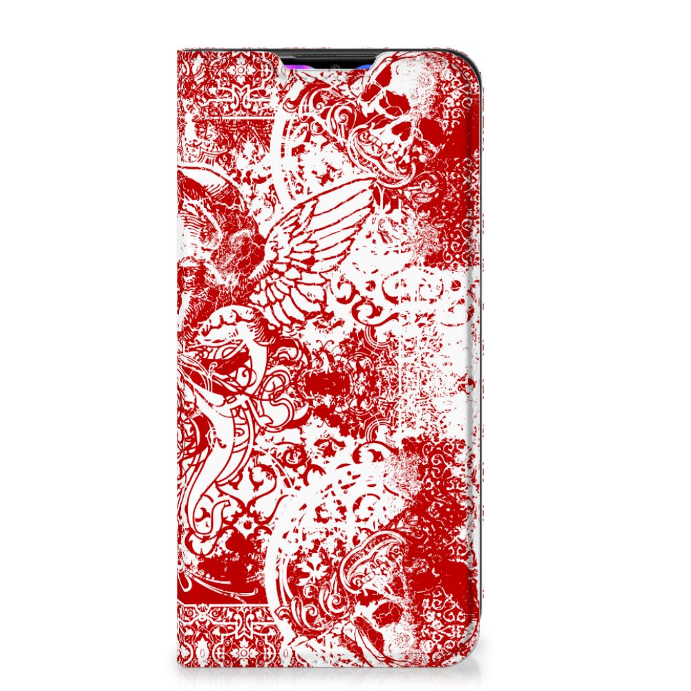 Mobiel BookCase Xiaomi Redmi 9 Angel Skull Rood