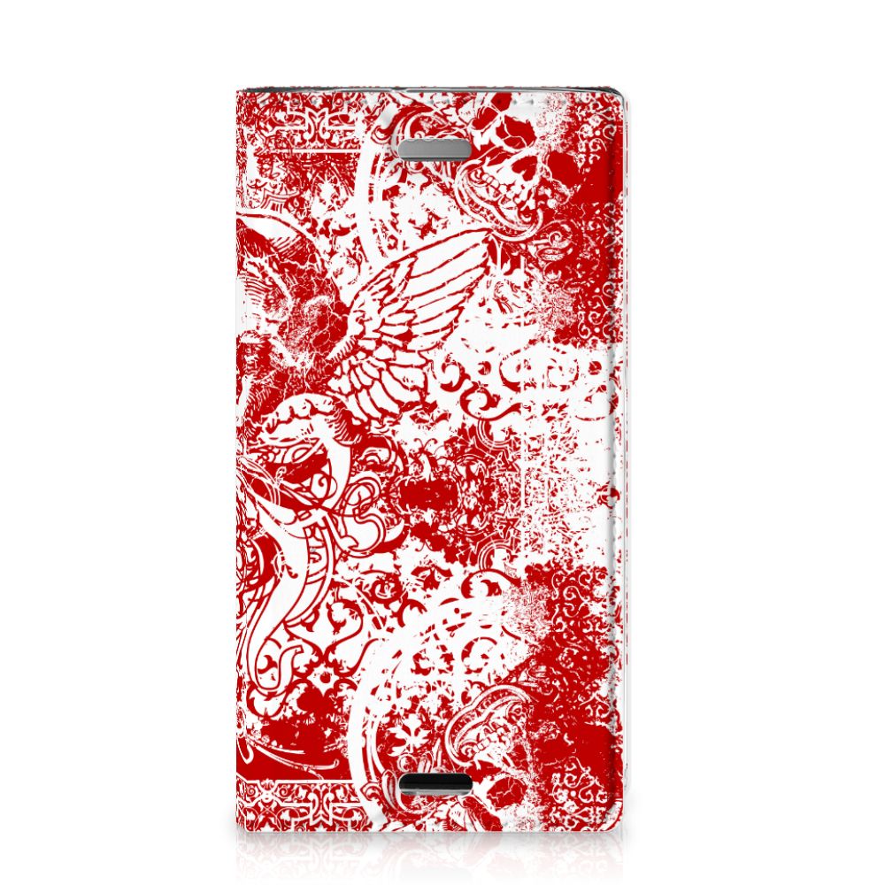 Mobiel BookCase Sony Xperia XZ1 Compact Angel Skull Rood