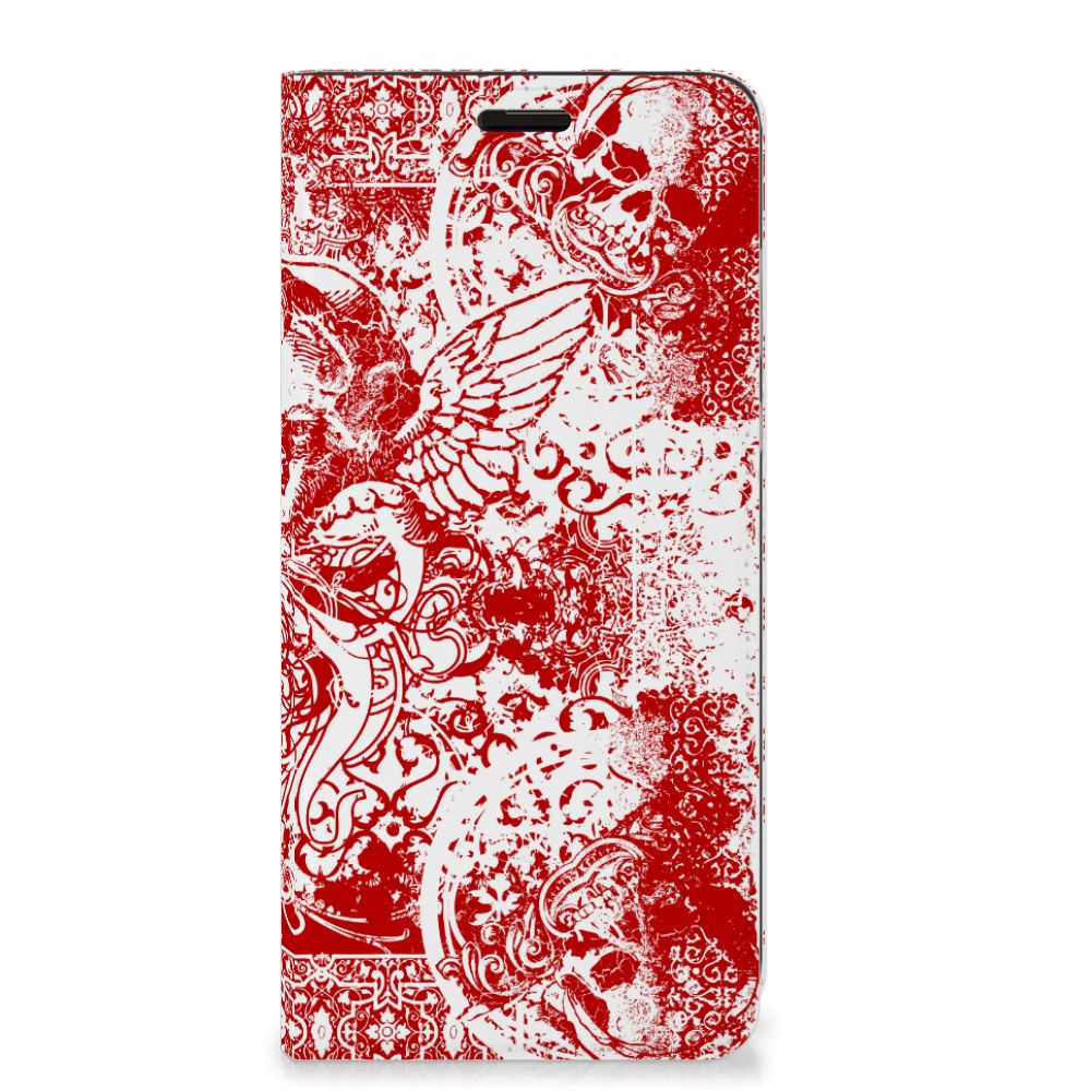 Mobiel BookCase Samsung Galaxy S9 Plus Angel Skull Rood