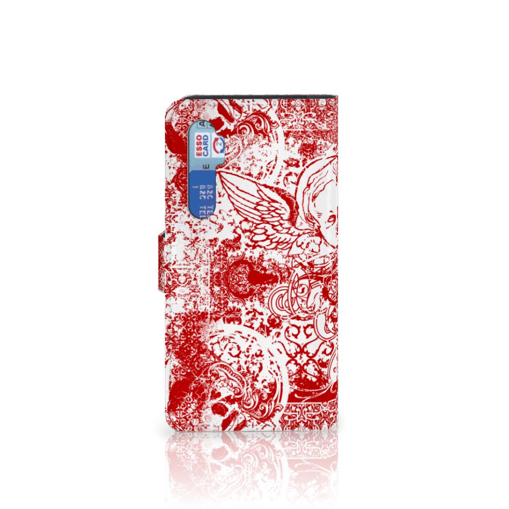 Telefoonhoesje met Naam Xiaomi Mi Note 10 Lite Angel Skull Rood