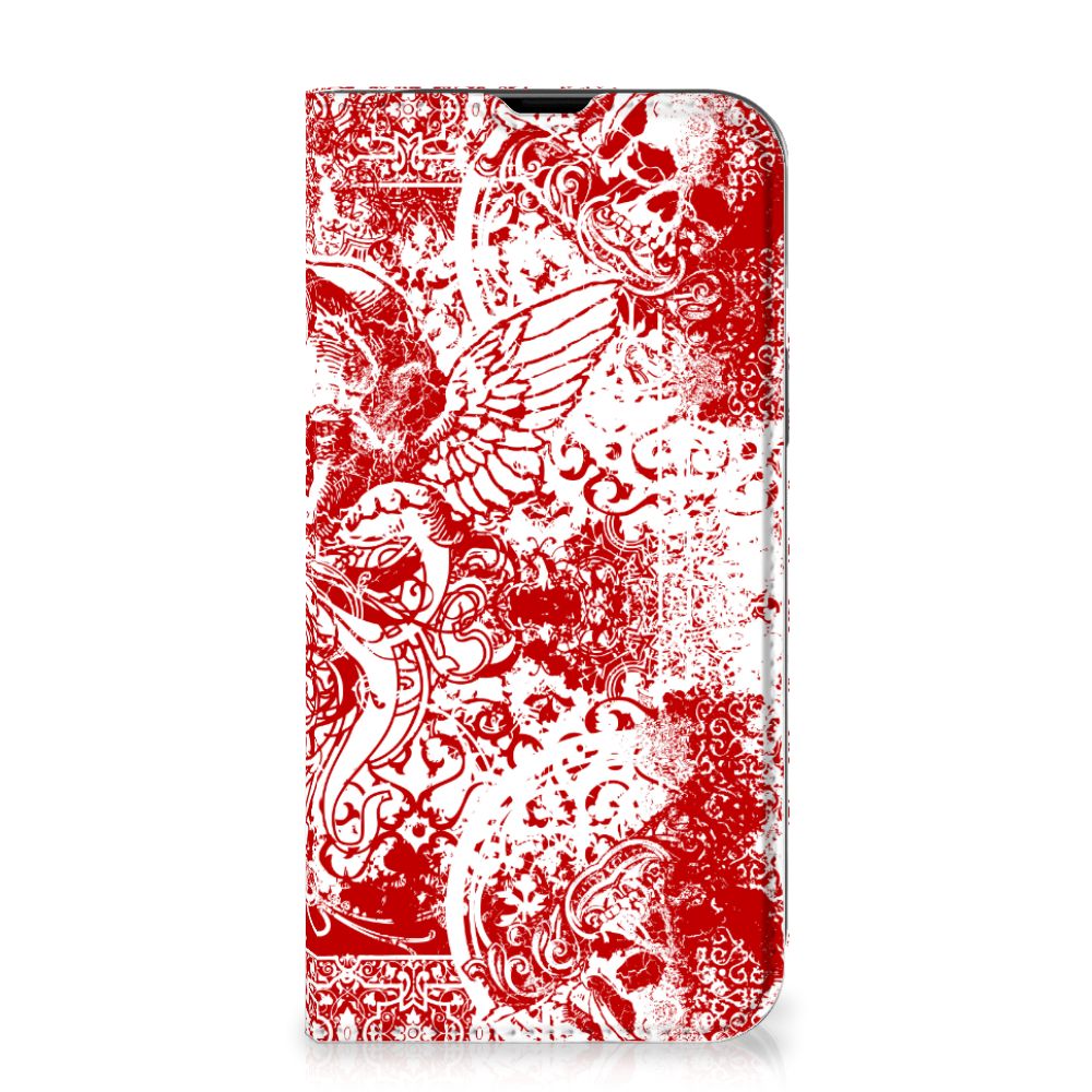 Mobiel BookCase iPhone 14 Angel Skull Rood