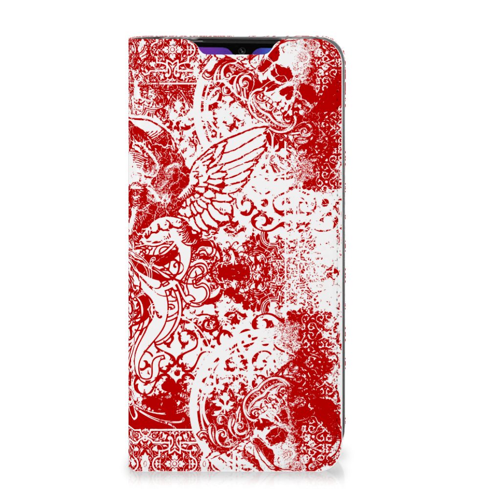 Mobiel BookCase Xiaomi Mi 9 Angel Skull Rood