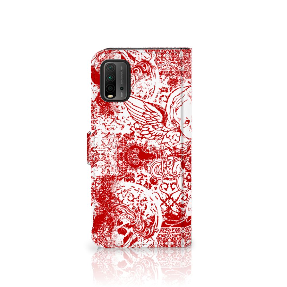 Telefoonhoesje met Naam Xiaomi Redmi 9T | Poco M3 Angel Skull Rood