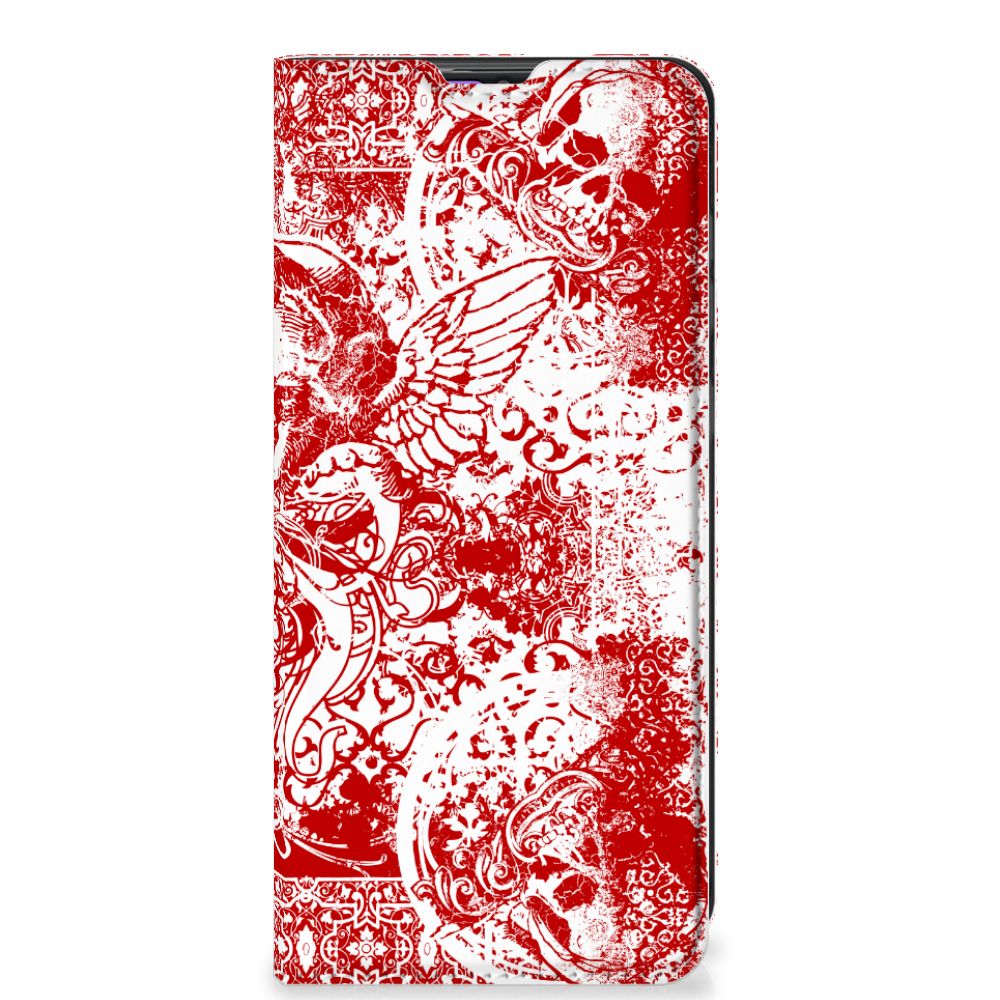 Mobiel BookCase Samsung Galaxy A31 Angel Skull Rood