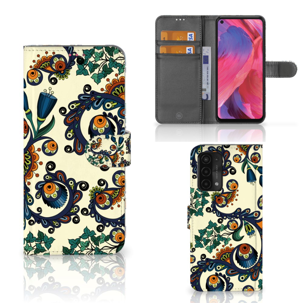 Wallet Case OPPO A54 5G | A74 5G | A93 5G Barok Flower