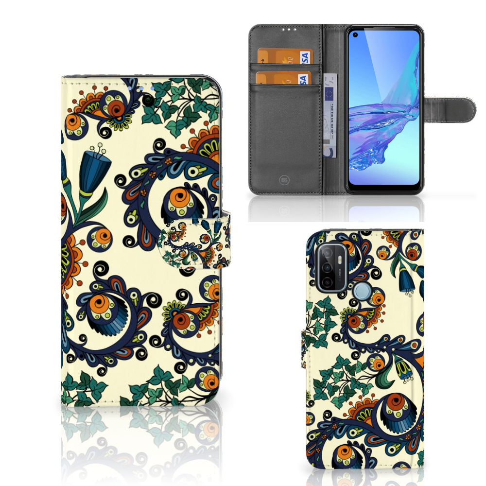 Wallet Case OPPO A53 | OPPO A53s Barok Flower