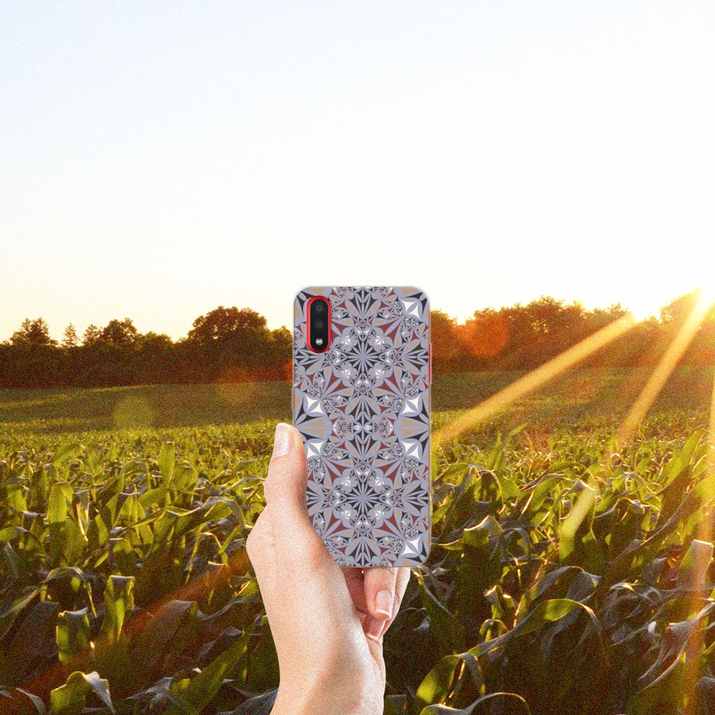 Samsung Galaxy A01 TPU Siliconen Hoesje Flower Tiles