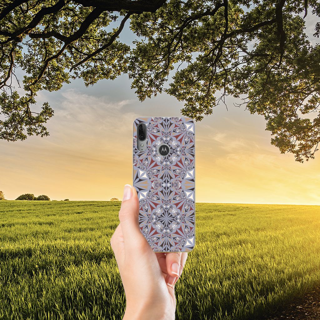 Motorola Moto E6 Plus TPU Siliconen Hoesje Flower Tiles
