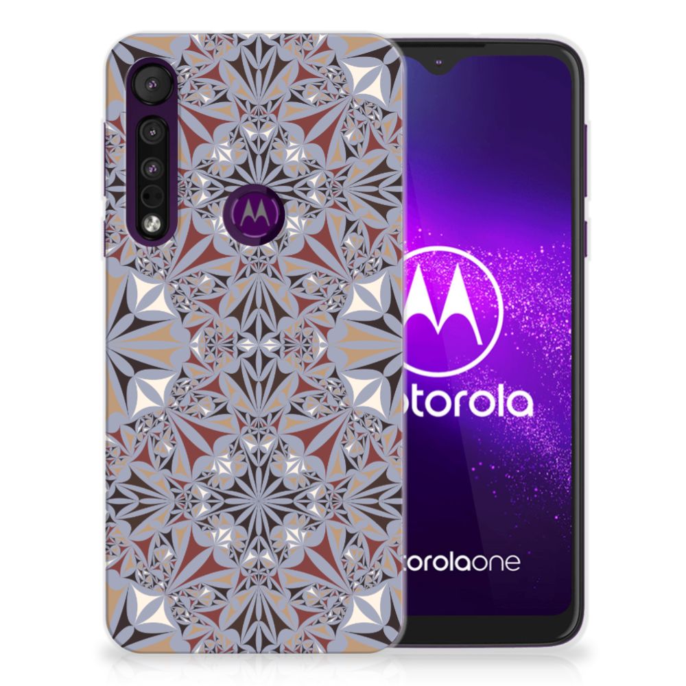 Motorola One Macro TPU Siliconen Hoesje Flower Tiles