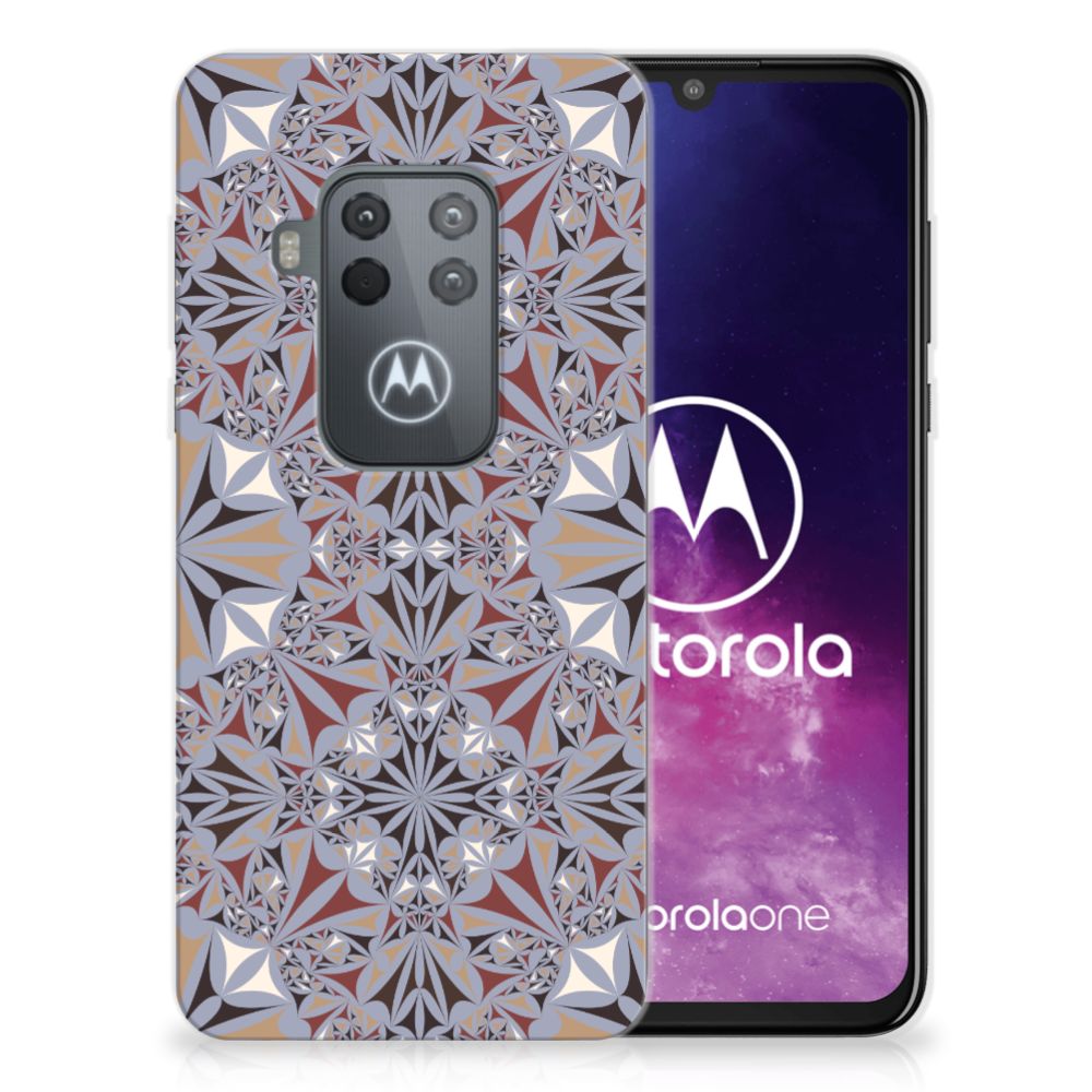 Motorola One Zoom TPU Siliconen Hoesje Flower Tiles