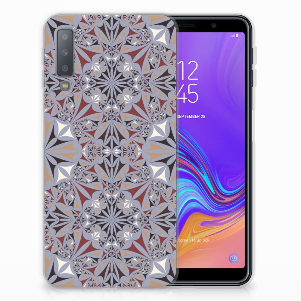 Samsung Galaxy A7 (2018) TPU Siliconen Hoesje Flower Tiles
