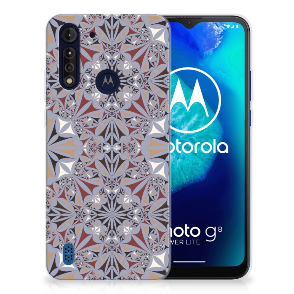 Motorola Moto G8 Power Lite TPU Siliconen Hoesje Flower Tiles