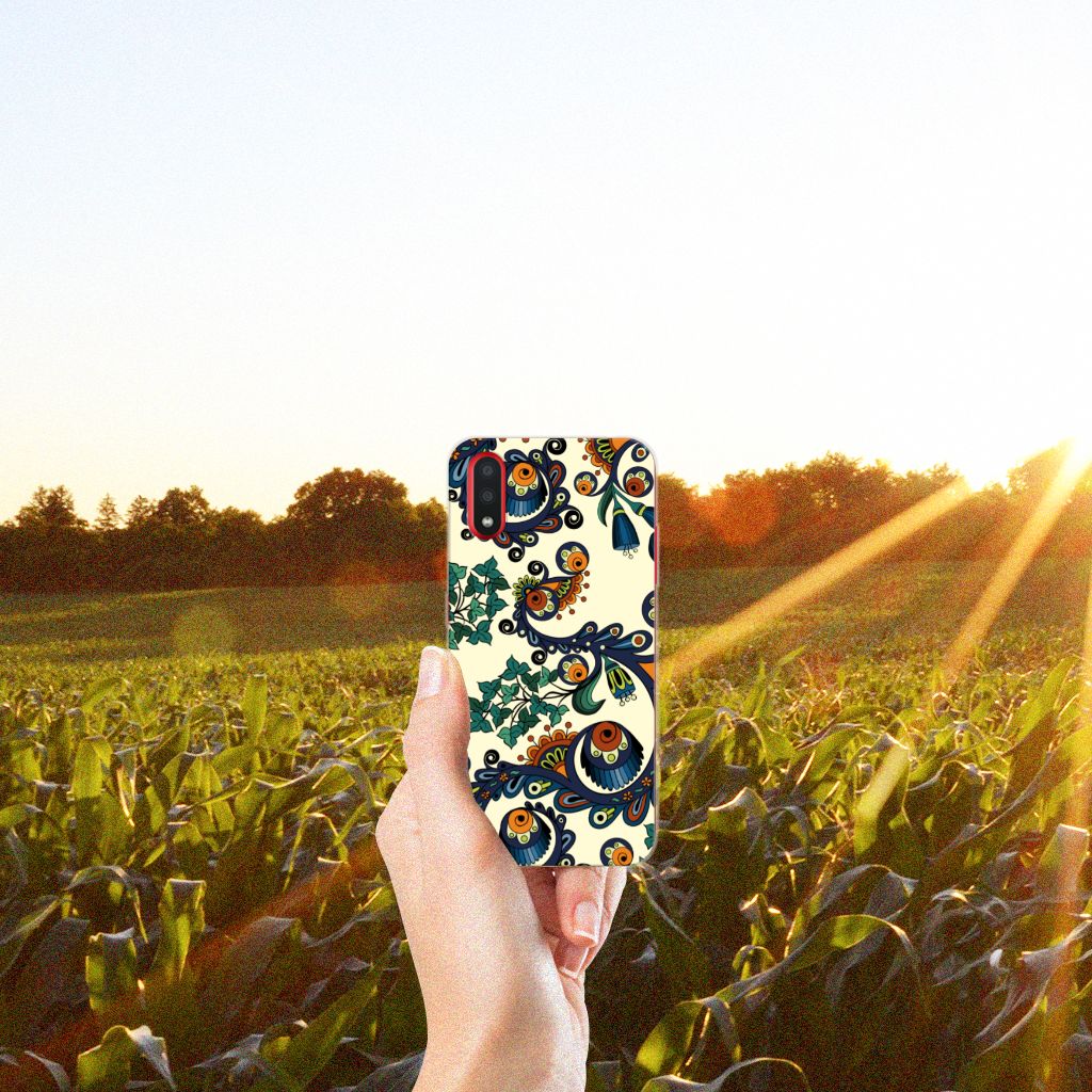 Siliconen Hoesje Samsung Galaxy A01 Barok Flower