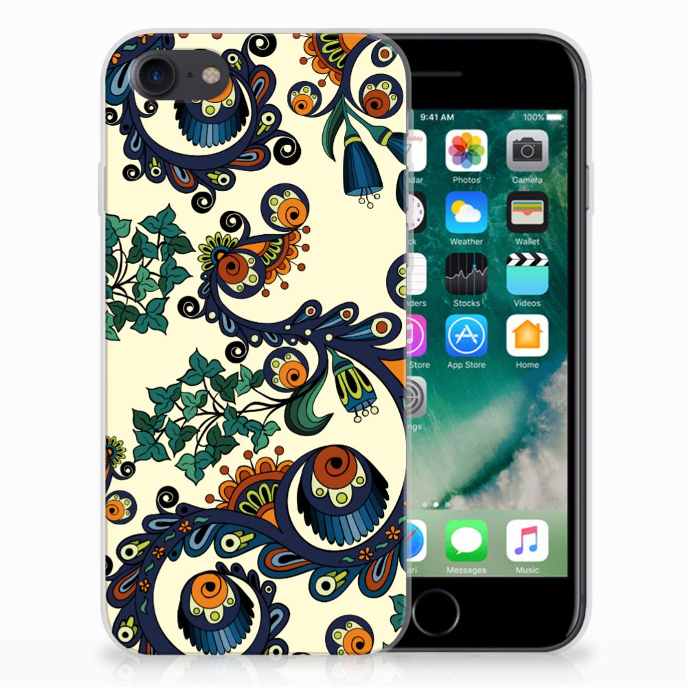 Siliconen Hoesje iPhone SE 2022 | SE 2020 | 8 | 7 Barok Flower