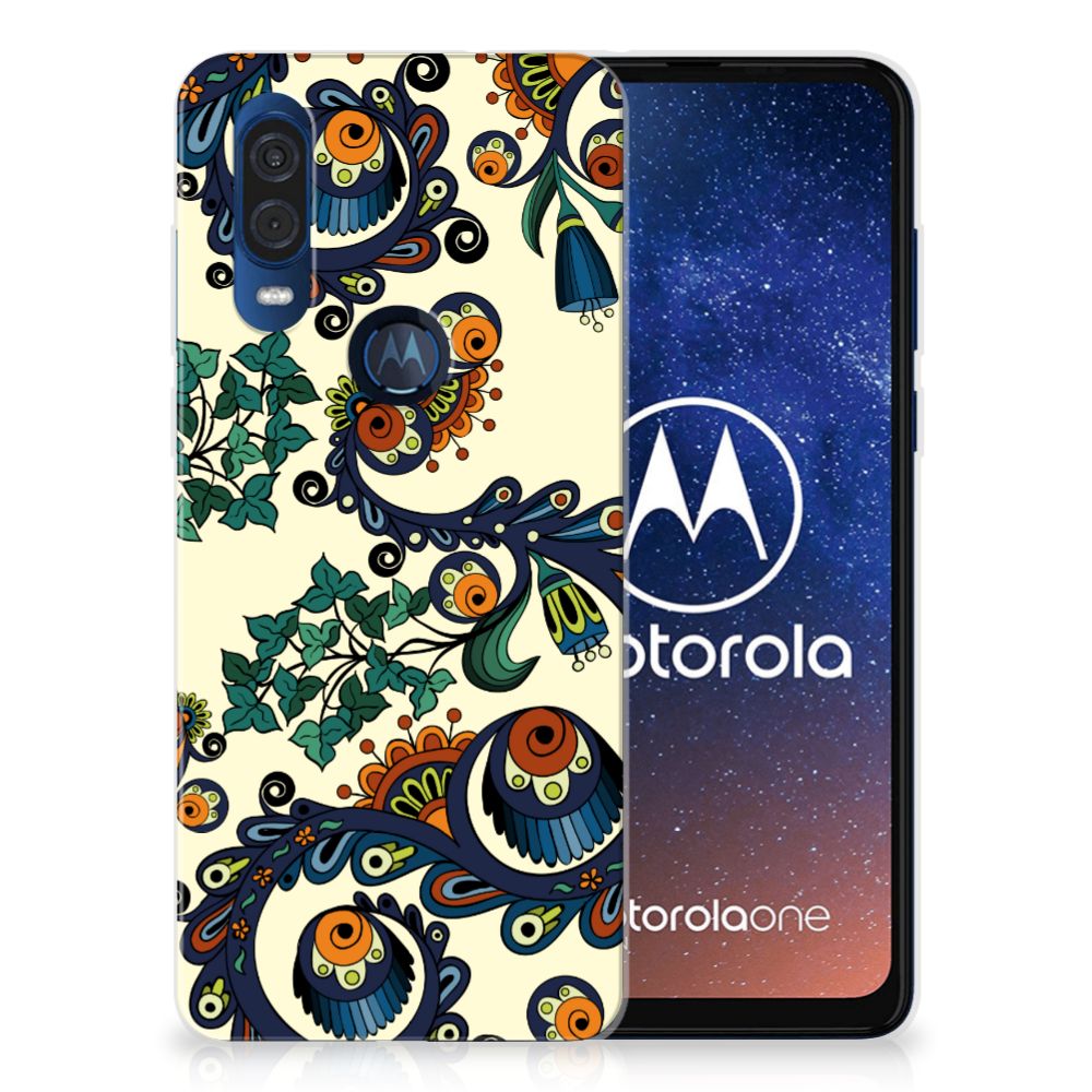 Siliconen Hoesje Motorola One Vision Barok Flower
