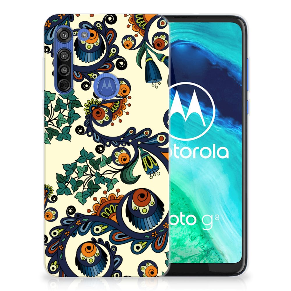 Siliconen Hoesje Motorola Moto G8 Barok Flower