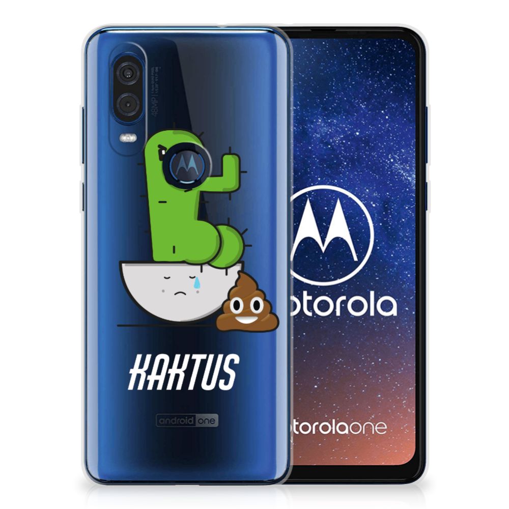 Motorola One Vision Telefoonhoesje met Naam Cactus Poo