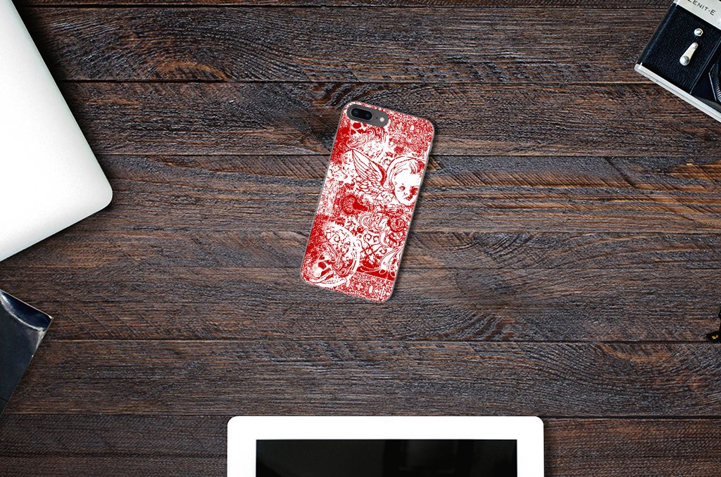 Silicone Back Case Apple iPhone 7 Plus | 8 Plus Angel Skull Rood