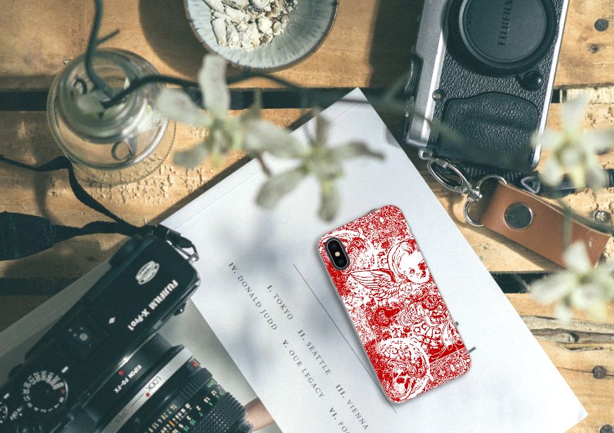 Silicone Back Case Apple iPhone X | Xs Angel Skull Rood