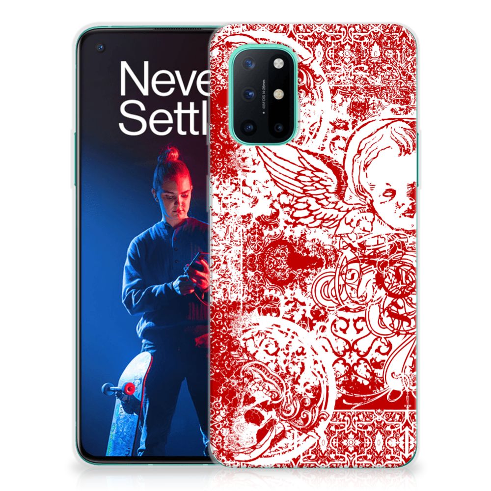 Silicone Back Case OnePlus 8T Angel Skull Rood