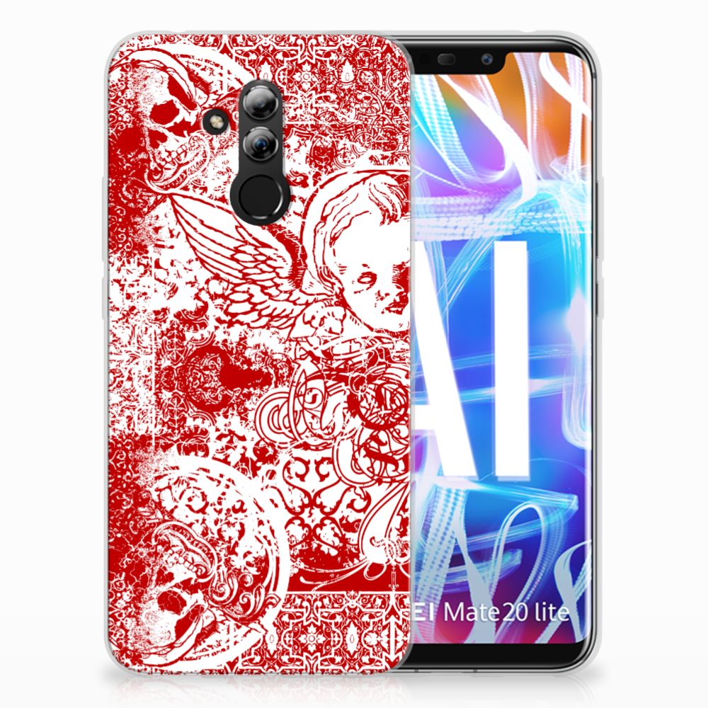 Huawei Mate 20 Lite TPU Hoesje Design Angel Skull Red