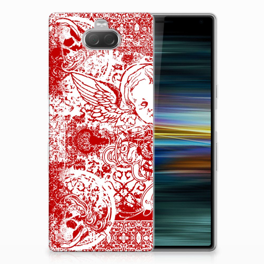 Silicone Back Case Sony Xperia 10 Plus Angel Skull Rood