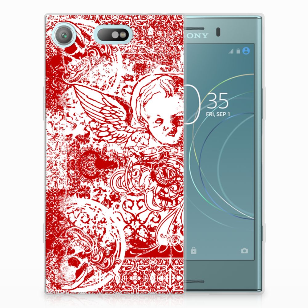 Silicone Back Case Sony Xperia XZ1 Compact Angel Skull Rood