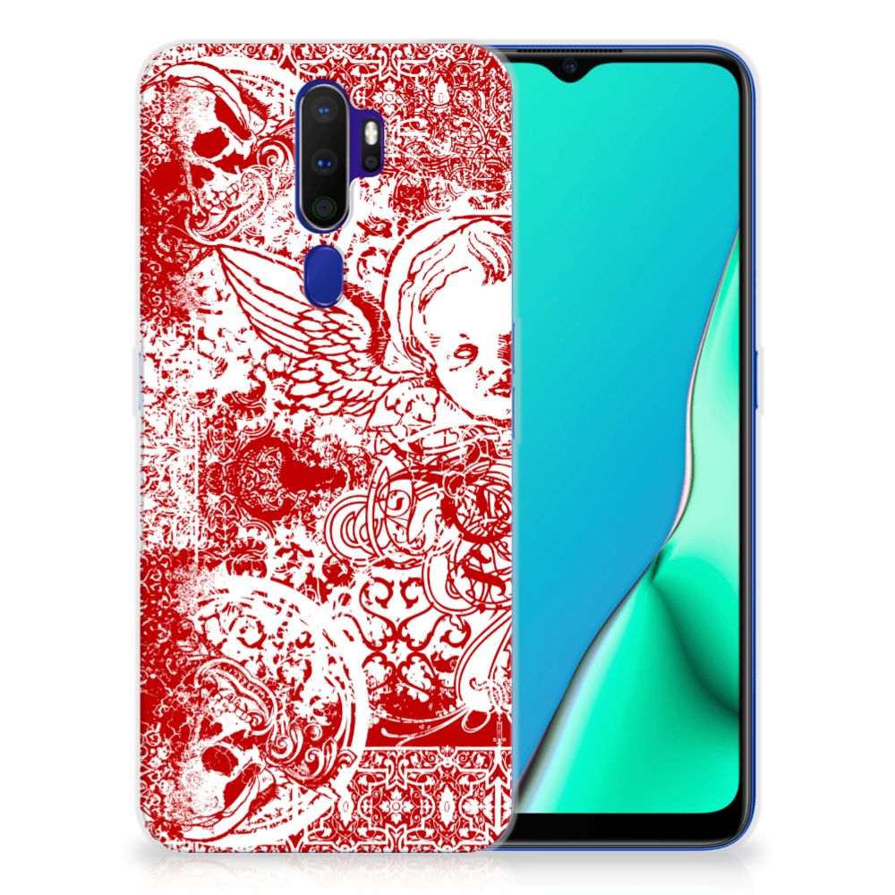 Silicone Back Case OPPO A9 2020 Angel Skull Rood