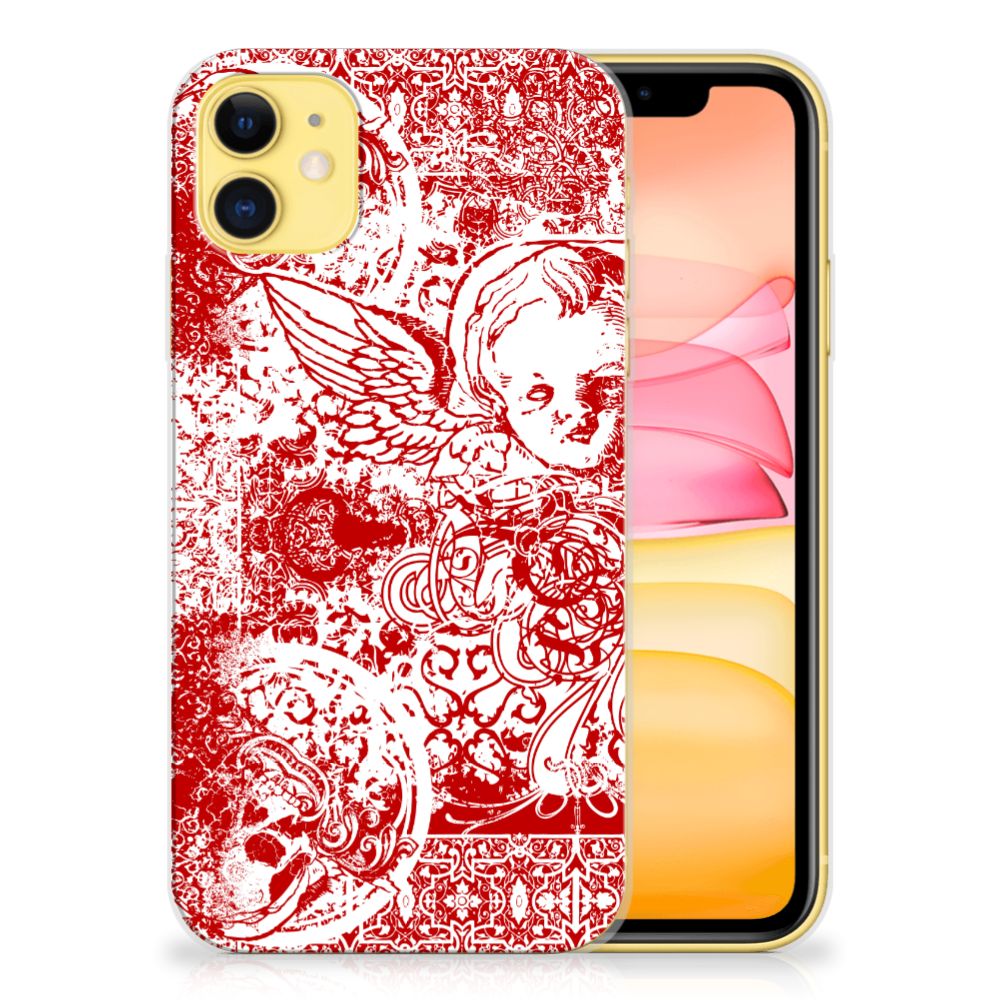 Silicone Back Case Apple iPhone 11 Angel Skull Rood