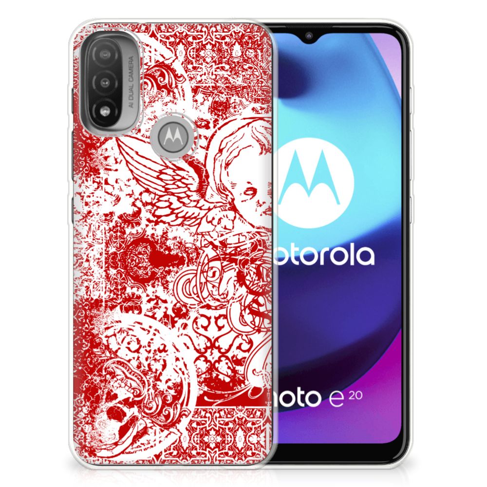 Silicone Back Case Motorola Moto E20 | E40 Angel Skull Rood