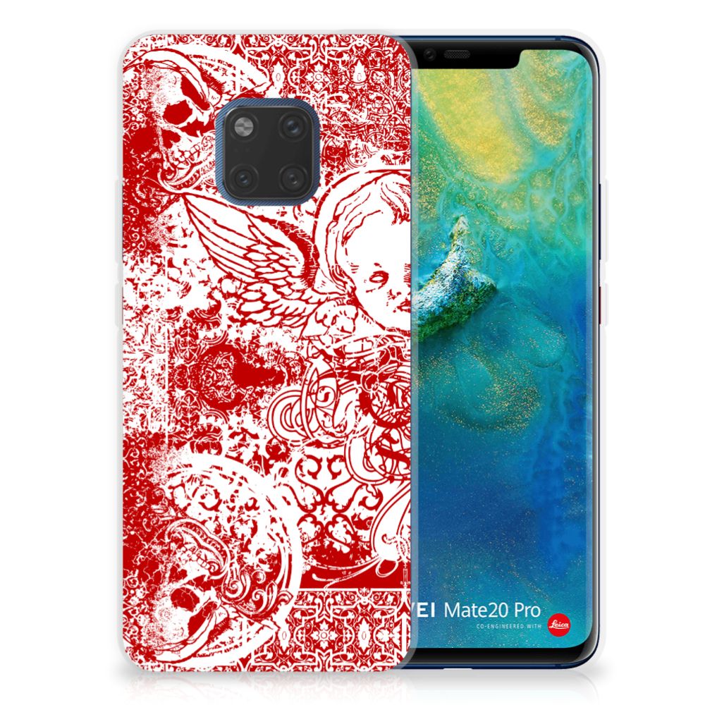 Silicone Back Case Huawei Mate 20 Pro Angel Skull Rood