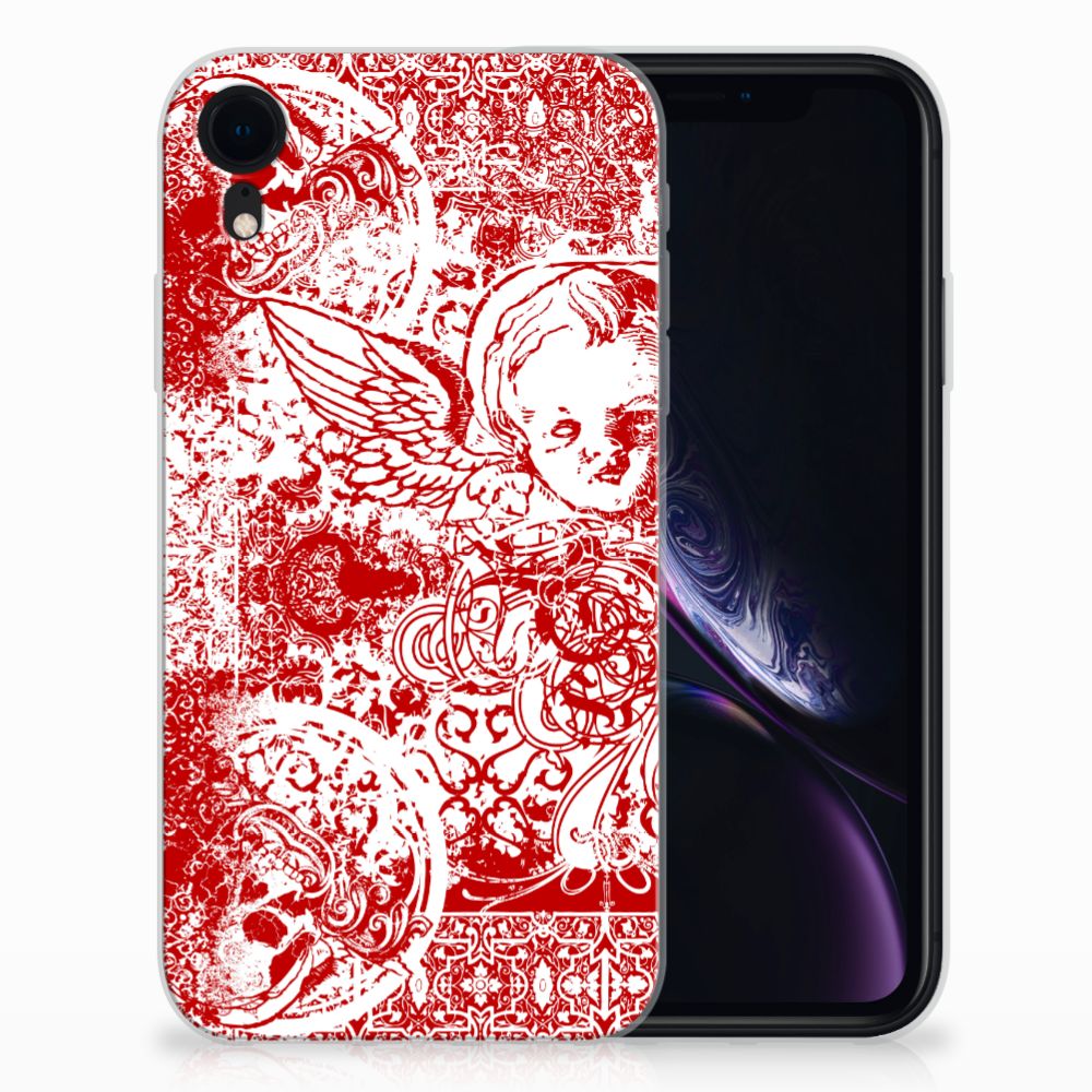 Silicone Back Case Apple iPhone Xr Angel Skull Rood
