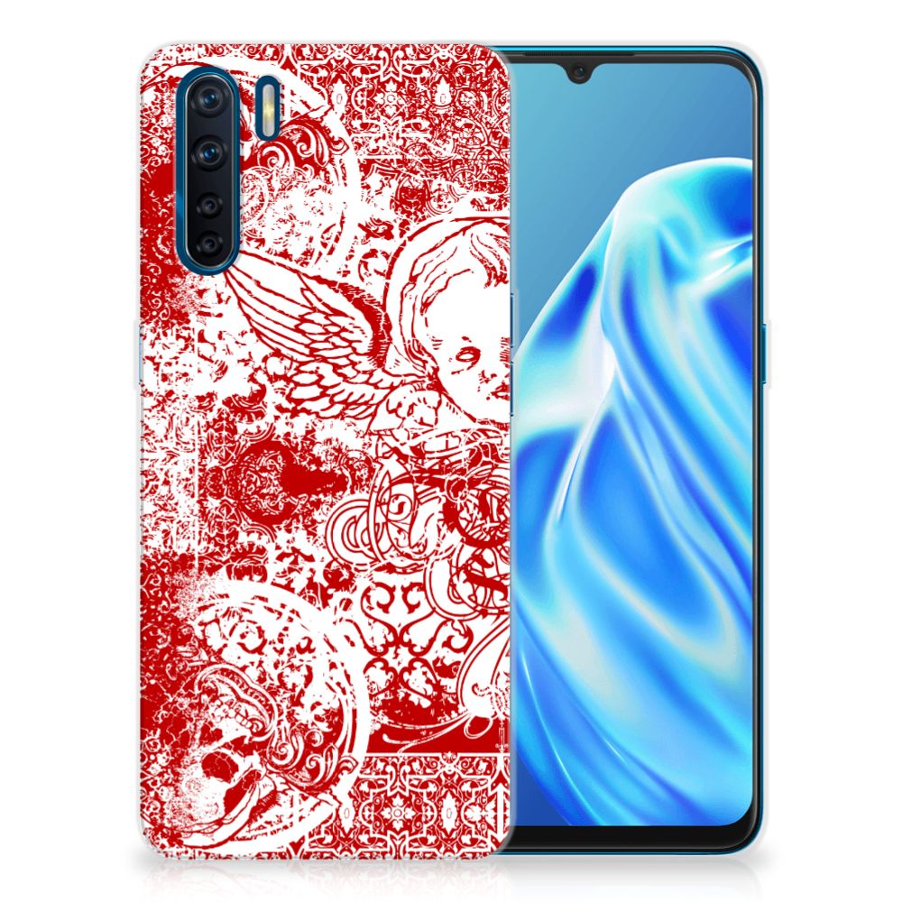 Silicone Back Case OPPO A91 Angel Skull Rood