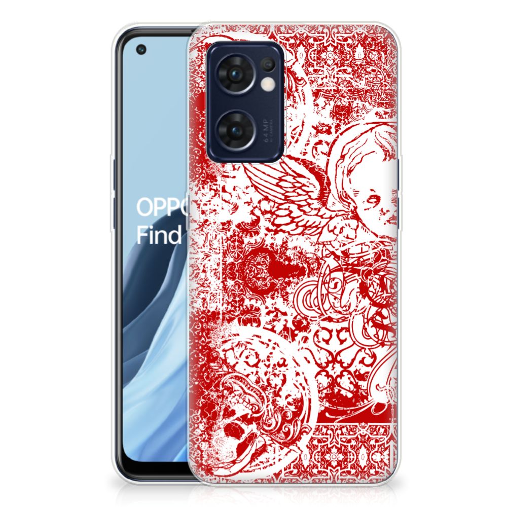 Silicone Back Case OPPO Reno 7 5G | Find X5 Lite Angel Skull Rood