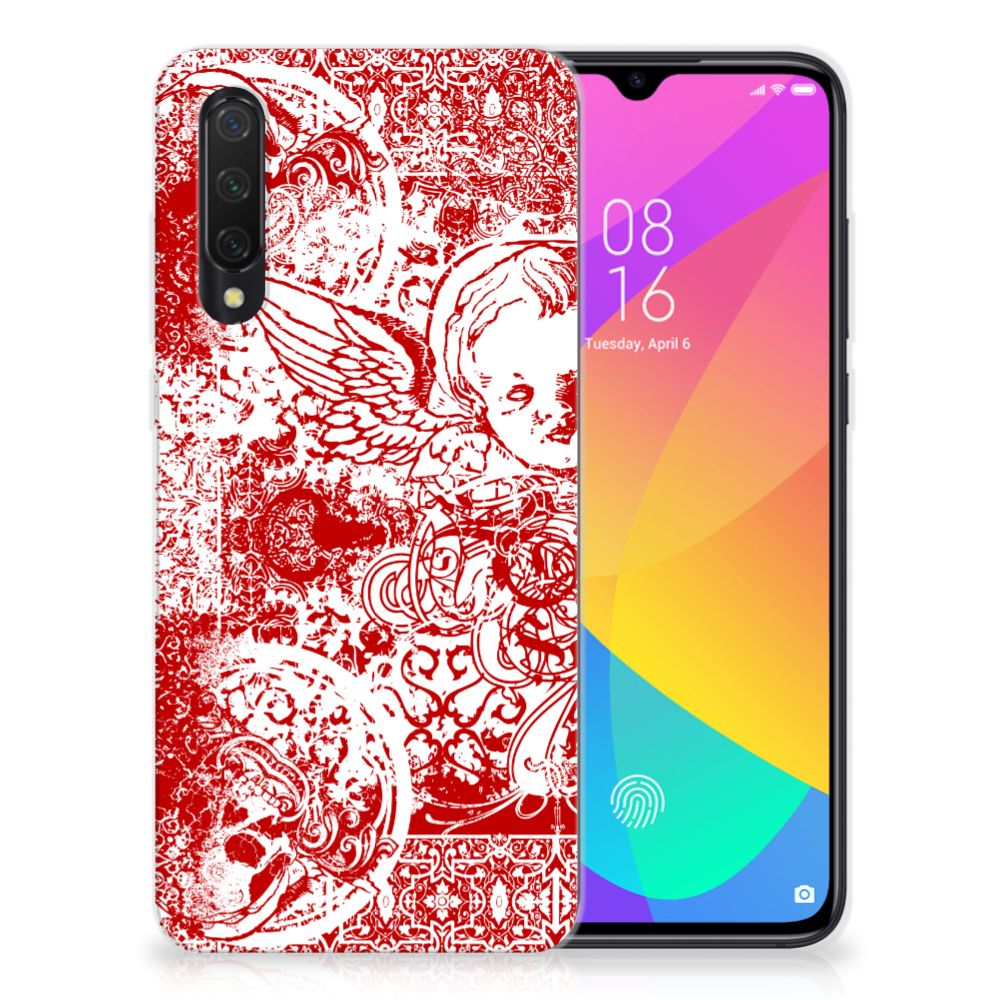 Silicone Back Case Xiaomi Mi 9 Lite Angel Skull Rood