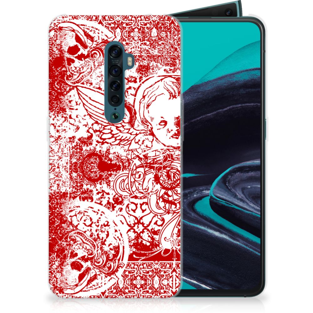 Silicone Back Case OPPO Reno 2 Angel Skull Rood