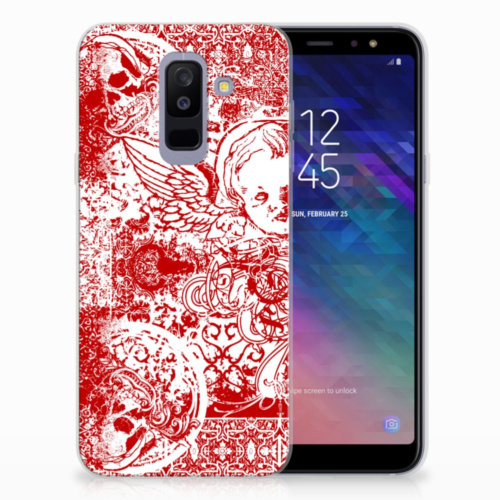 Silicone Back Case Samsung Galaxy A6 Plus (2018) Angel Skull Rood