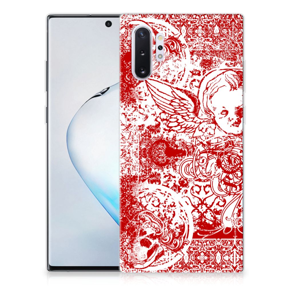Silicone Back Case Samsung Galaxy Note 10 Plus Angel Skull Rood