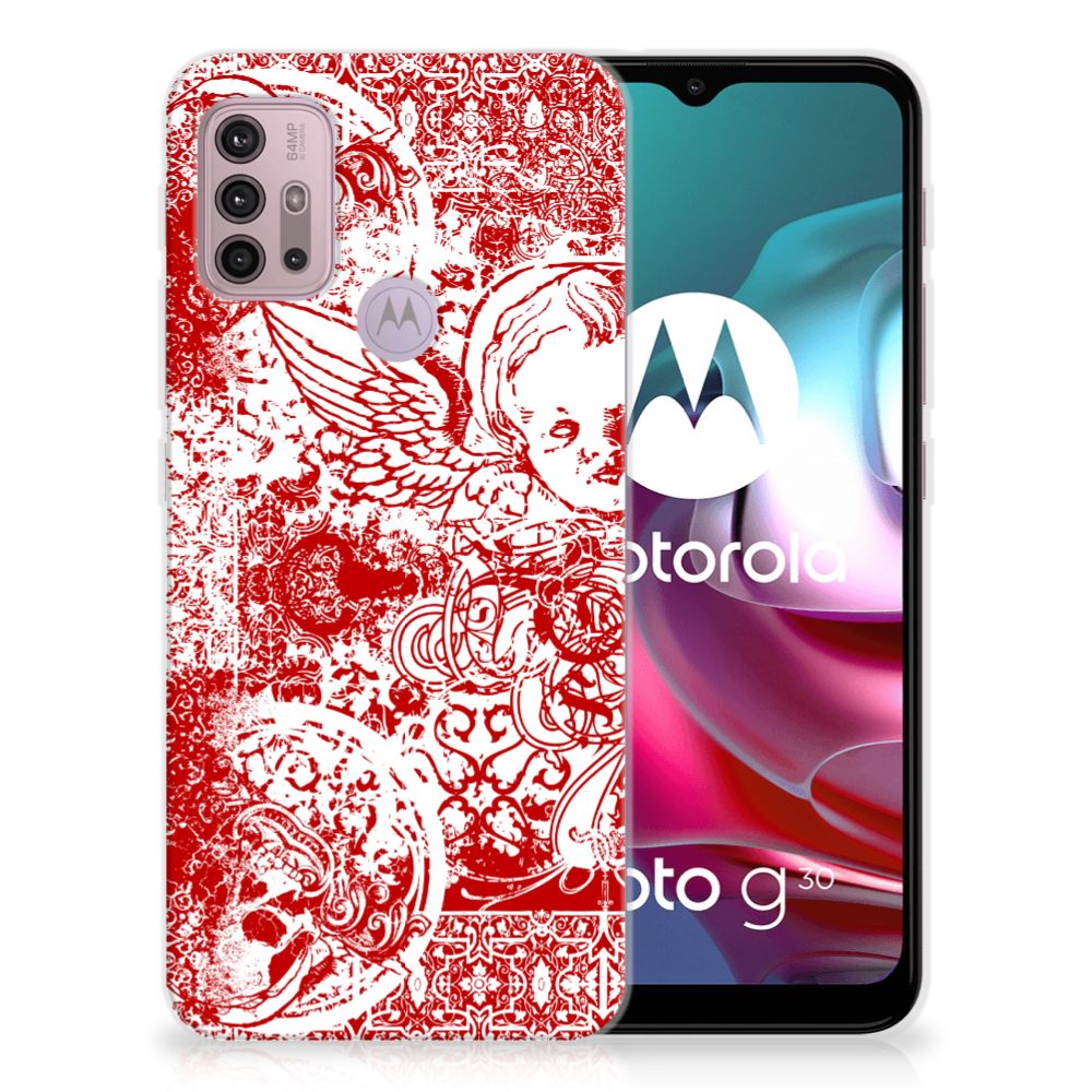 Silicone Back Case Motorola Moto G30 | G10 Angel Skull Rood