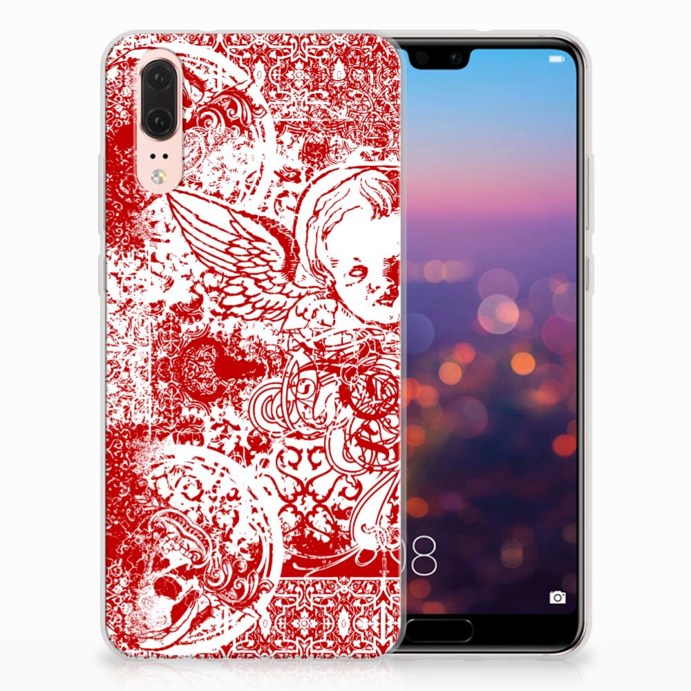 Silicone Back Case Huawei P20 Angel Skull Rood