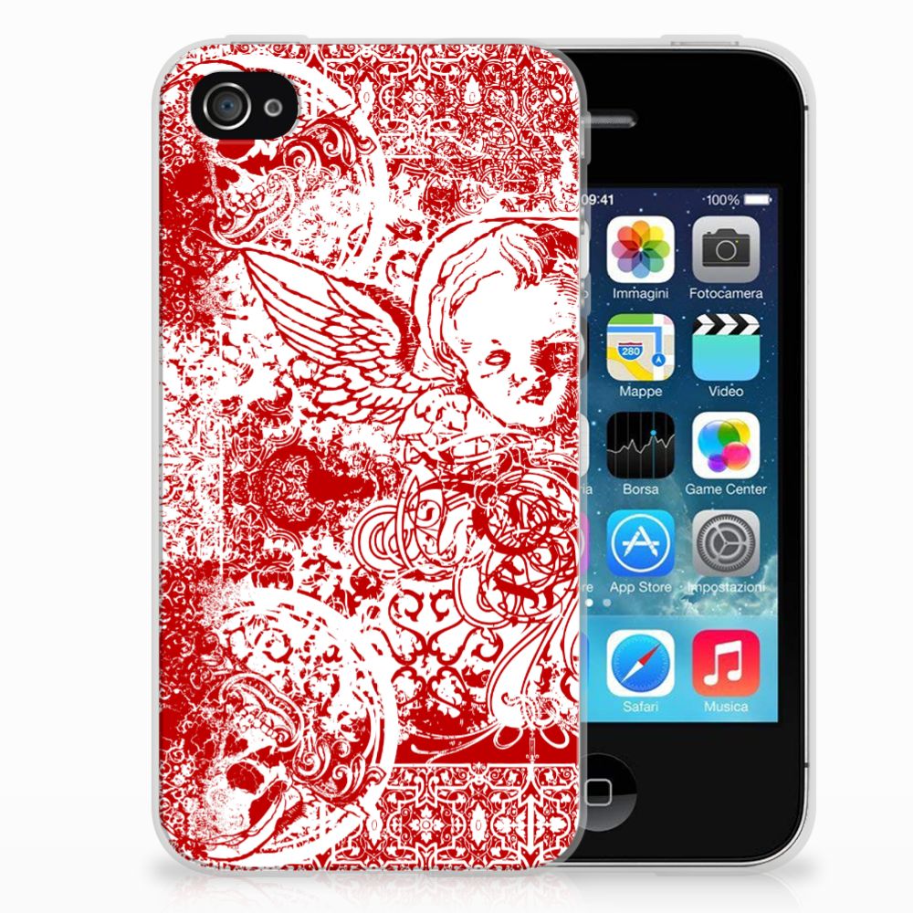 Silicone Back Case Apple iPhone 4 | 4s Angel Skull Rood