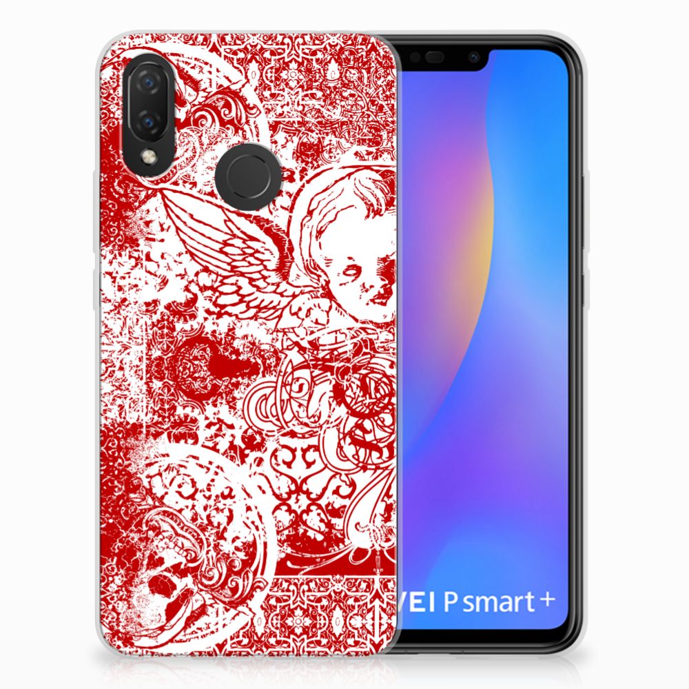 Silicone Back Case Huawei P Smart Plus Angel Skull Rood