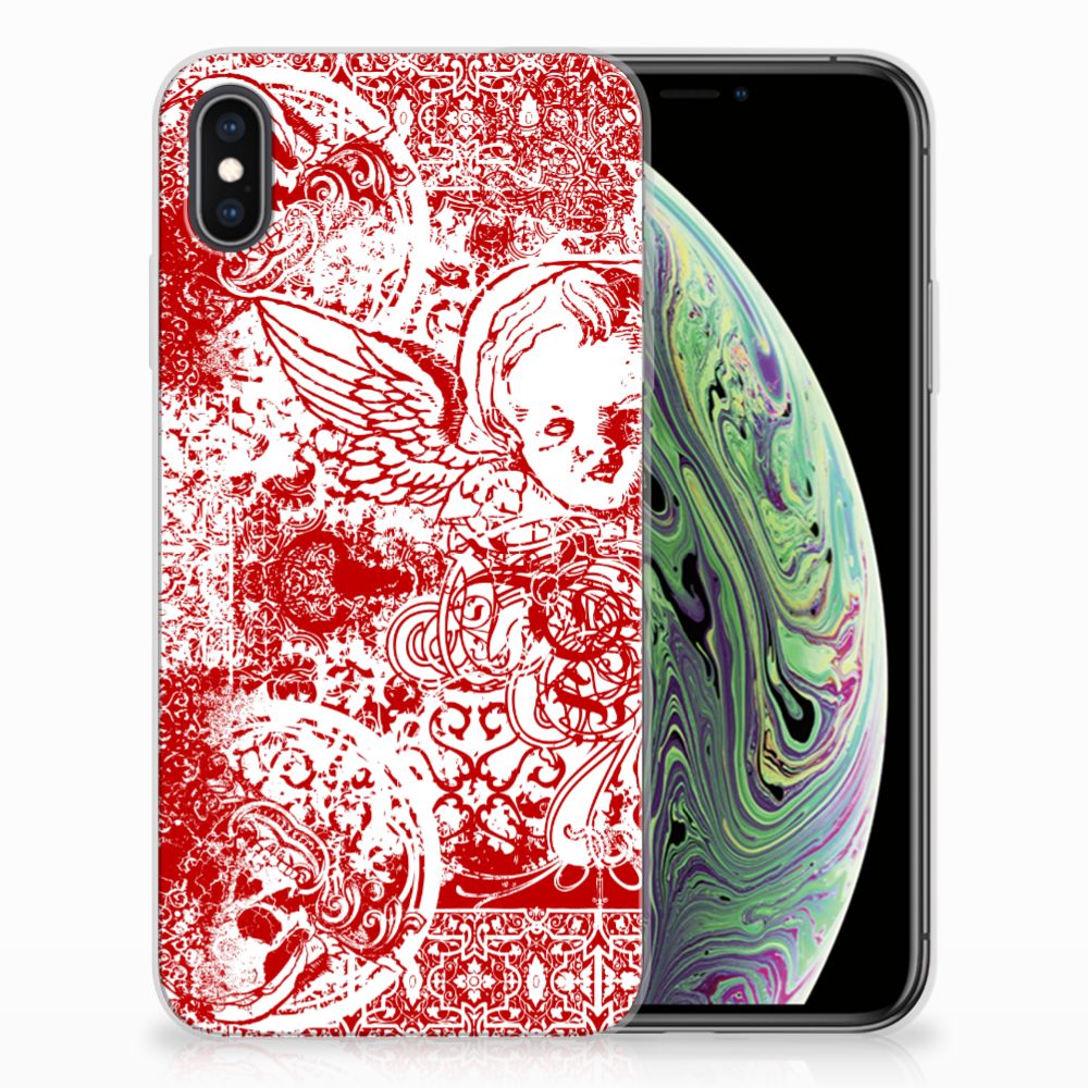 Silicone Back Case Apple iPhone Xs Max Angel Skull Rood