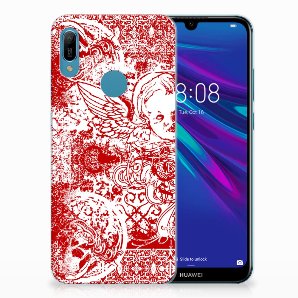 Silicone Back Case Huawei Y6 2019 | Y6 Pro 2019 Angel Skull Rood