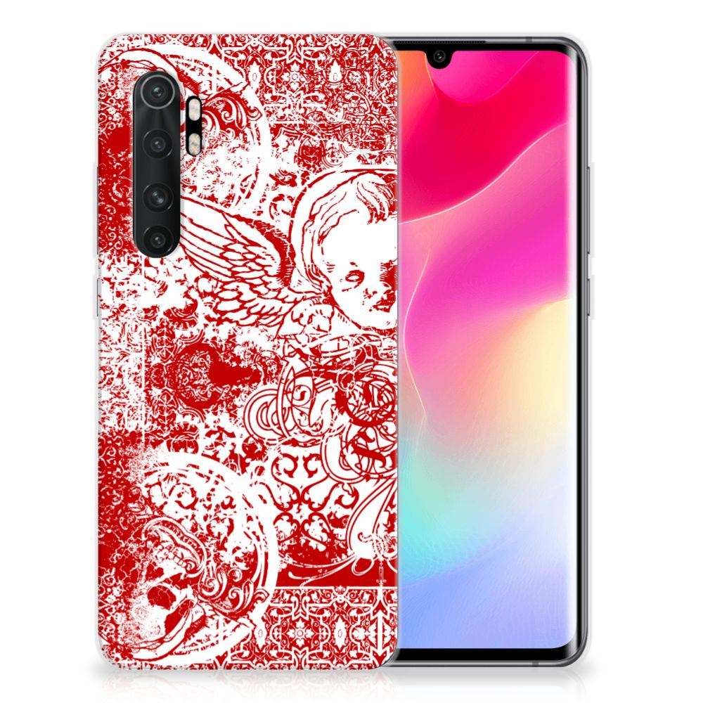 Silicone Back Case Xiaomi Mi Note 10 Lite Angel Skull Rood