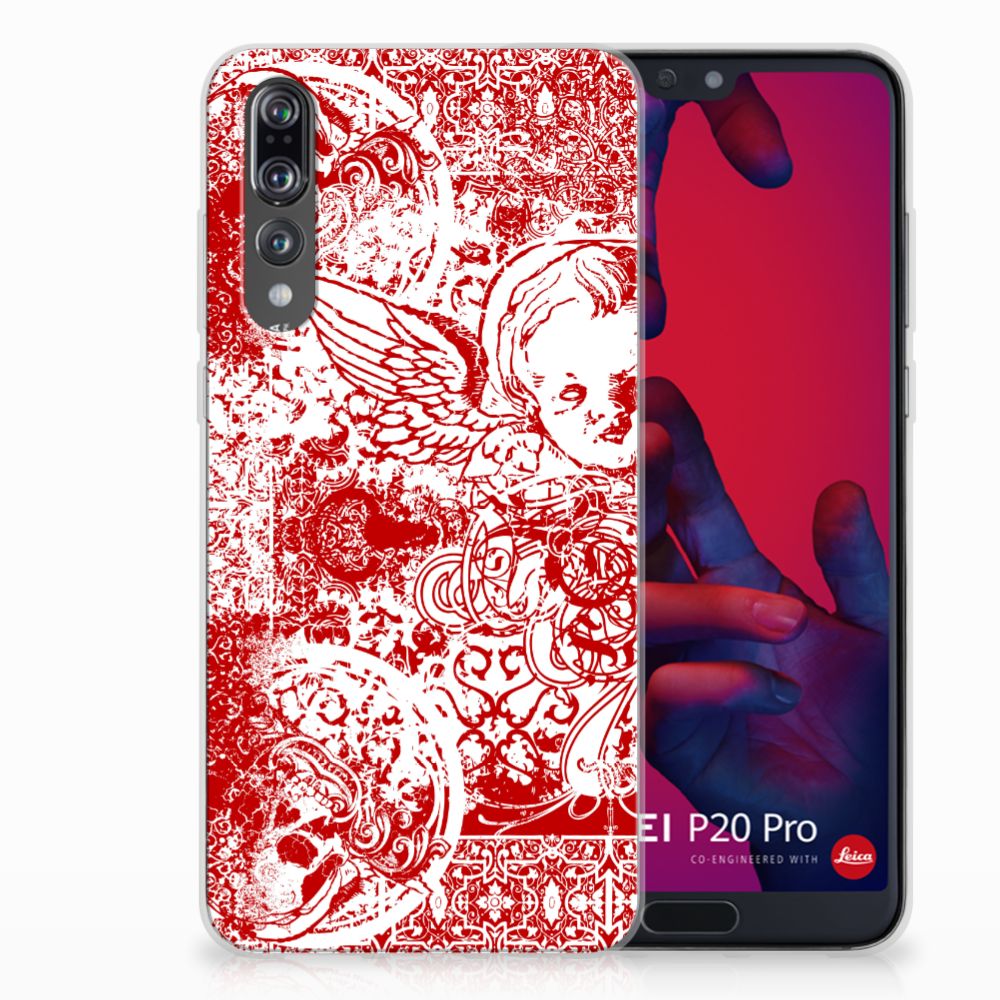 Silicone Back Case Huawei P20 Pro Angel Skull Rood