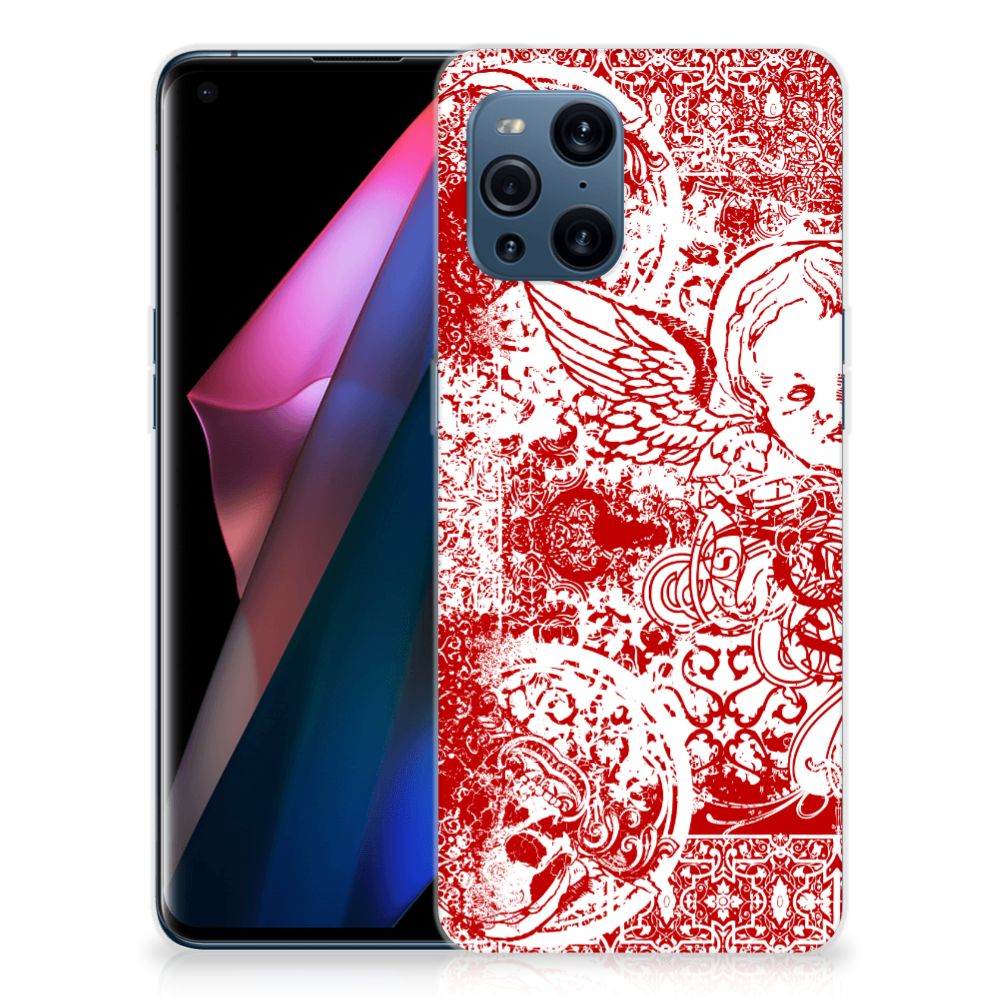 Silicone Back Case OPPO Find X3 | X3 Pro Angel Skull Rood