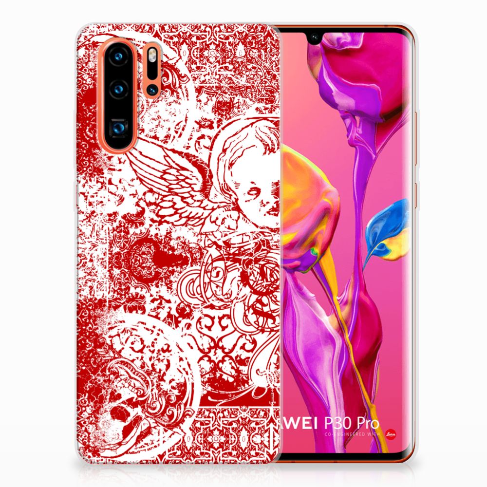 Silicone Back Case Huawei P30 Pro Angel Skull Rood