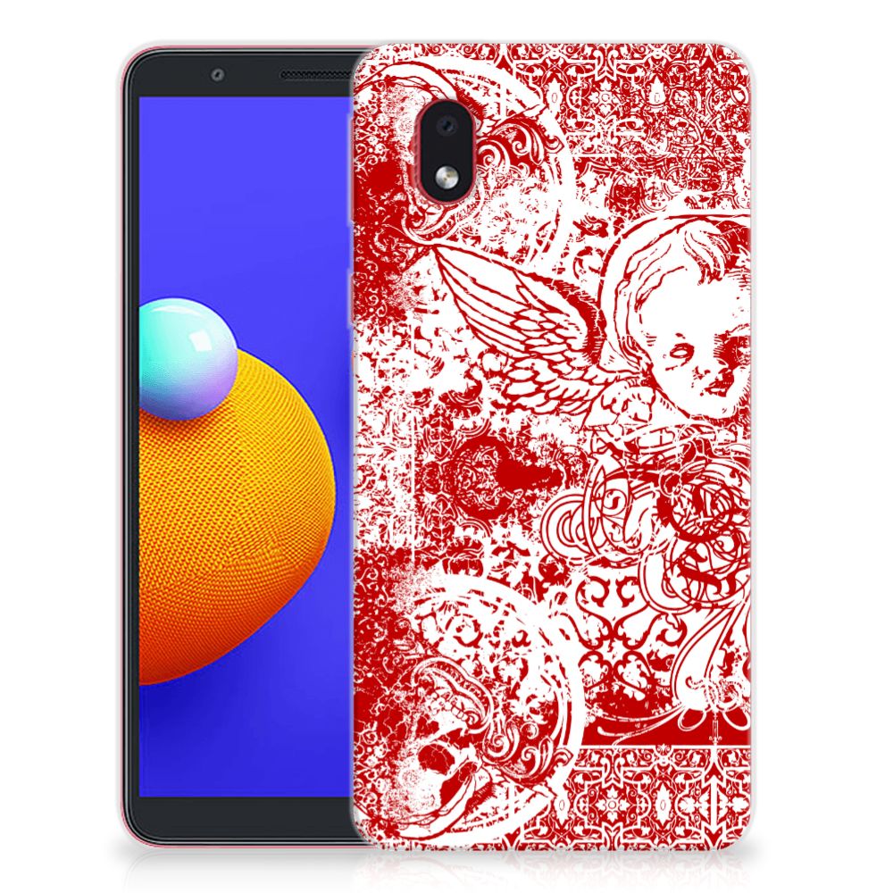 Silicone Back Case Samsung Galaxy A01 Core Angel Skull Rood